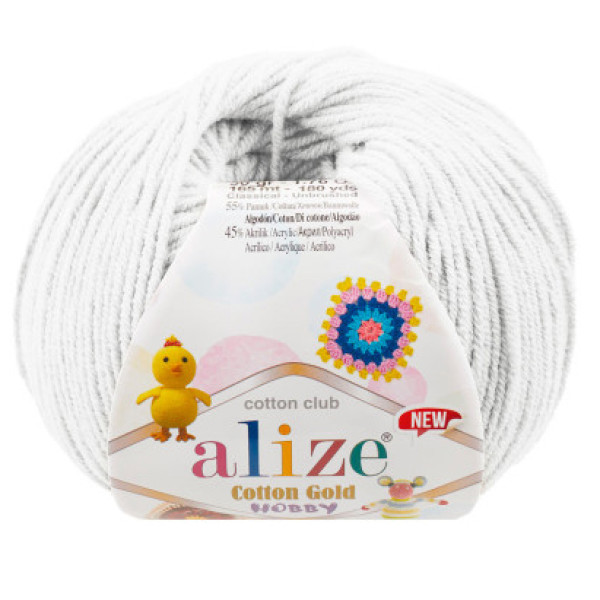 Котон голд HOBBY NEW  55 білий Alize (Алізе)