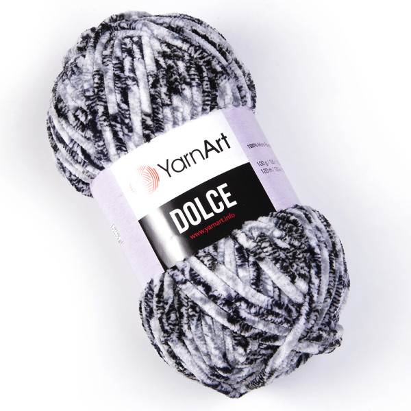 Дольче 801 чернобелый меланж YarnArt (ЯрнАрт)