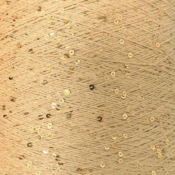 Бавовна з мікропаєткою   1348 беж+золото  Китай