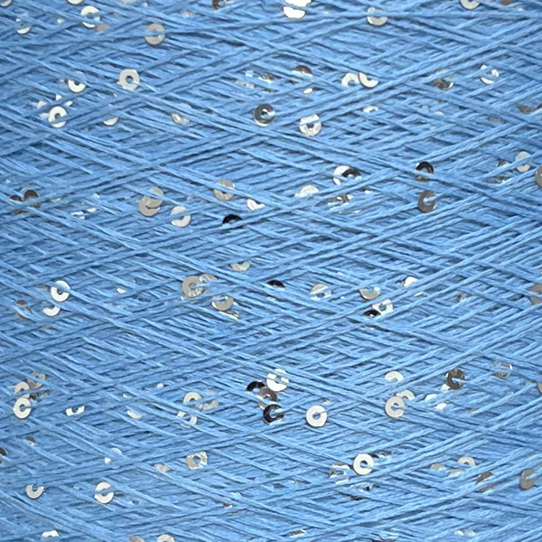 Бавовна з мікропаєткою кольорова  1156 блакитний/срібло Китай