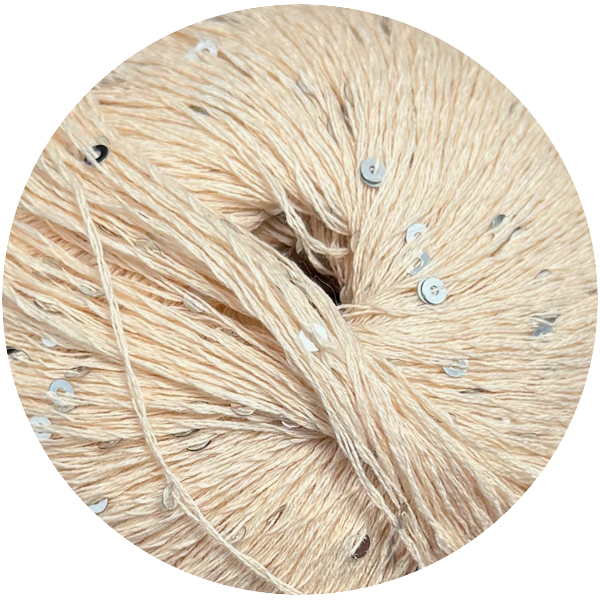 Бавовна з паєткою Женьшень 1199 кольорова белліні+срібло Ярна 