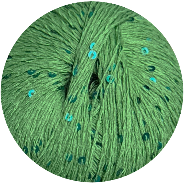 Бавовна з паєткою Женьшень 1110 кольорова солоний лайм Ярна 