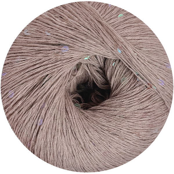 Бавовна з паєткою Женьшень 113800 пудра+райдужні паєтки  Ярна 