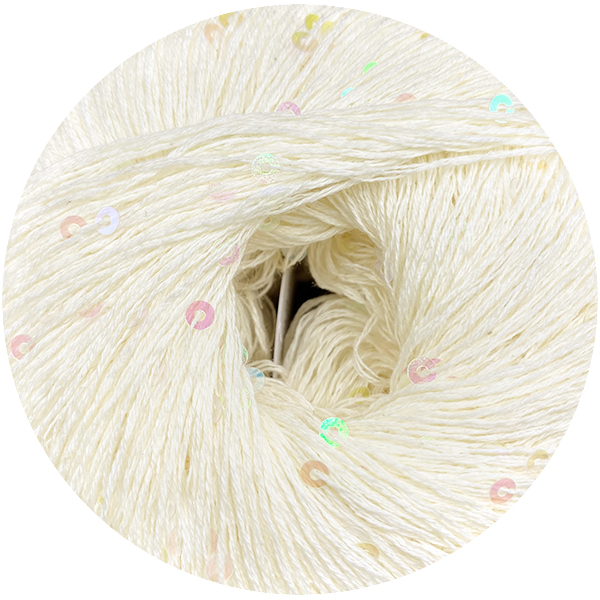 Бавовна з паєткою Женьшень 109400 натуральний+райдужні паєтки  Ярна 