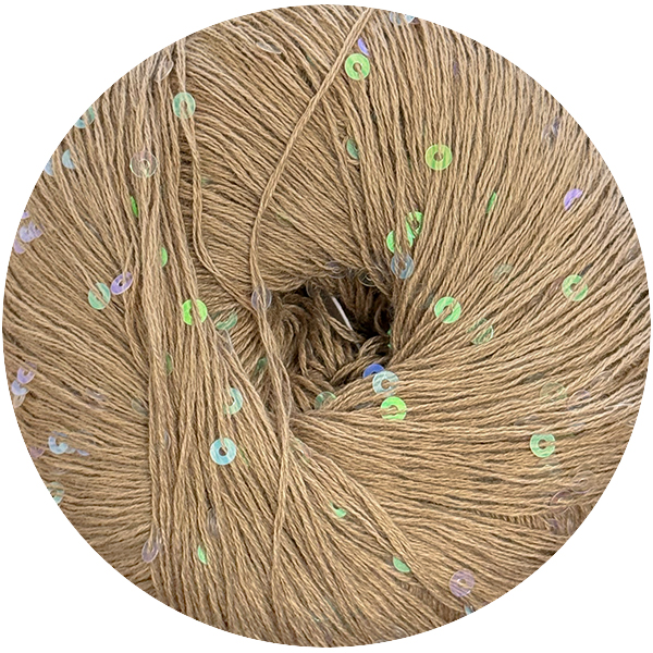 Бавовна з паєткою Женьшень 112700 кемел+райдужні паєтки Ярна 