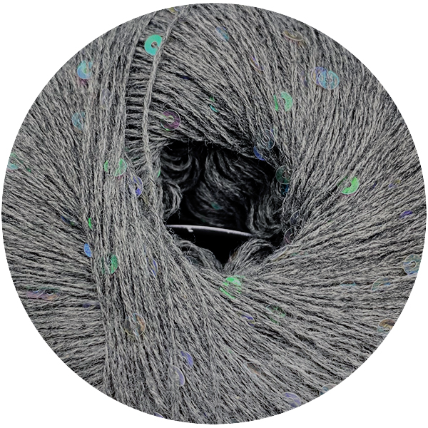 Бавовна з паєткою Женьшень 133100 сірий+райдужні паєтки   Ярна 