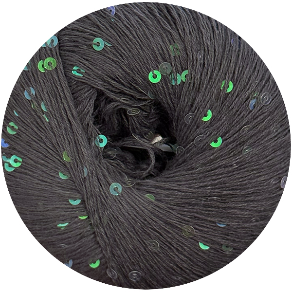 Бавовна з паєткою Женьшень 123600 акула+райдужні паєтки  Ярна 