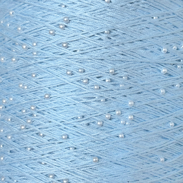 Бавовна мерсеризована з намистинками 038 небесна блакить Китай