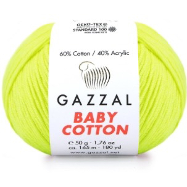 Бебі котон Газал/Baby Cotton Gazzal  3462 жовтий неон Gazzal