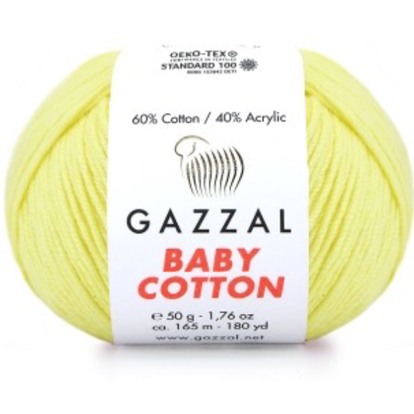 Бебі котон Газал/Baby Cotton Gazzal  3413 жовтий Gazzal