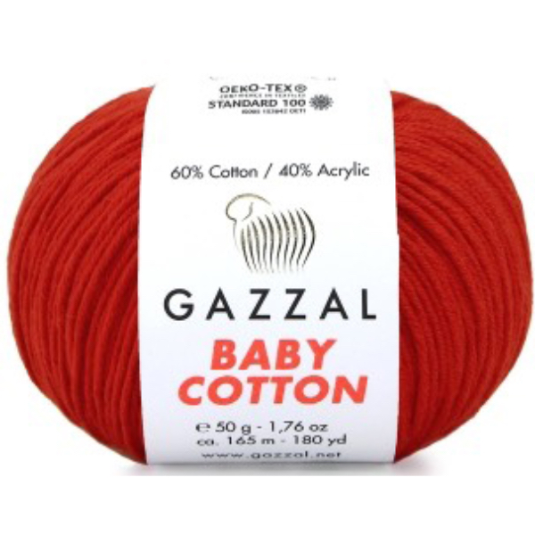 Бебі котон Газал/Baby Cotton Gazzal  3443 червоний Gazzal