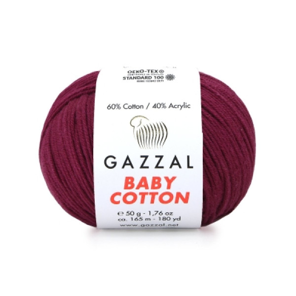Бебі котон Газал/Baby Cotton Gazzal  3442 вишня Gazzal